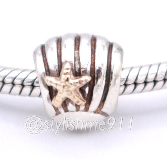 Pandora Jewelry - PANDORA Silver Sea Shell Charm with 14K Gold - 790249